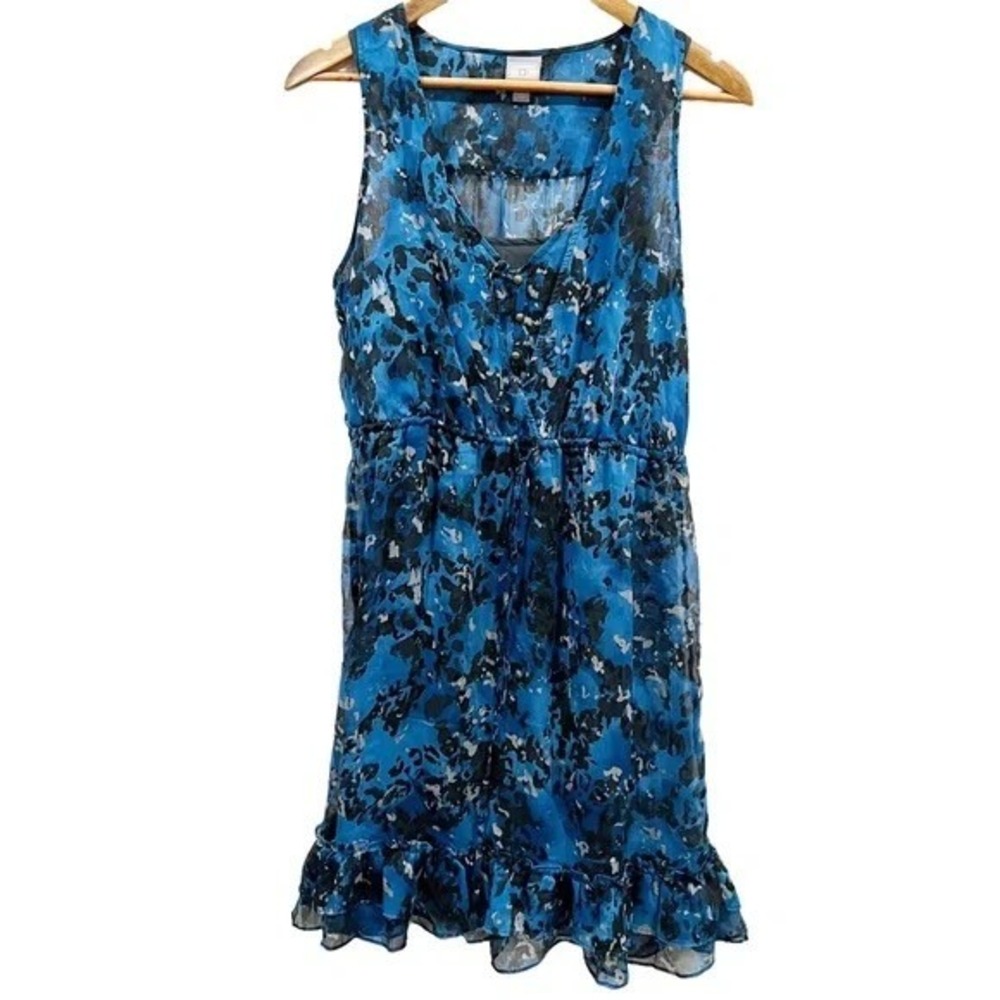 Converse One Star Blue‎ Floral Dress M Ruffle Hem Sleeveless